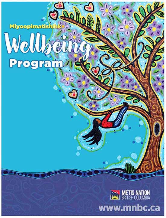 poster for the program with a colourful hand drawn tree with a child playing on it