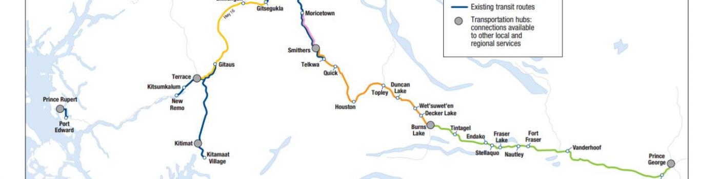 Map of proposed highway 16 transit