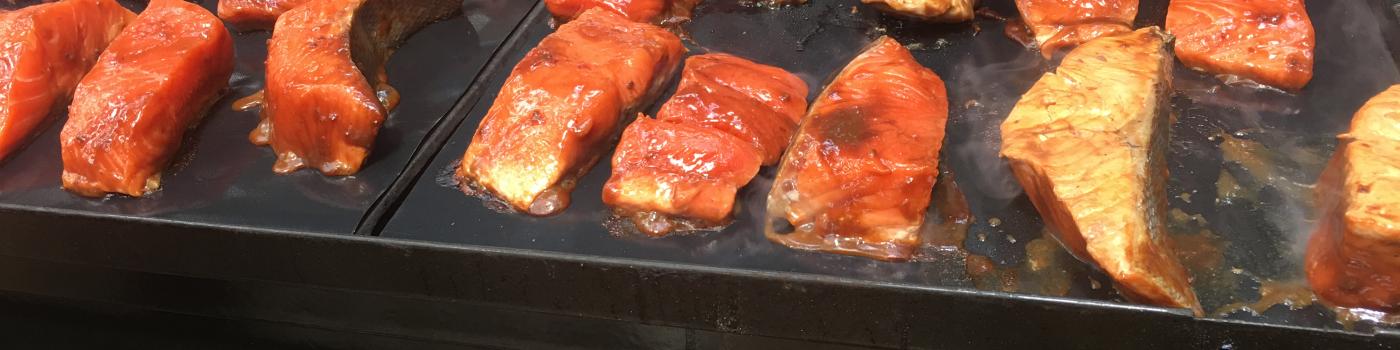 Salmon fillets on the barbeque
