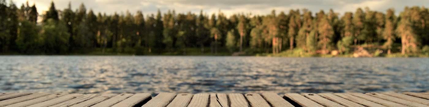 View of lake from a wooden jetty