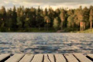View of lake from a wooden jetty